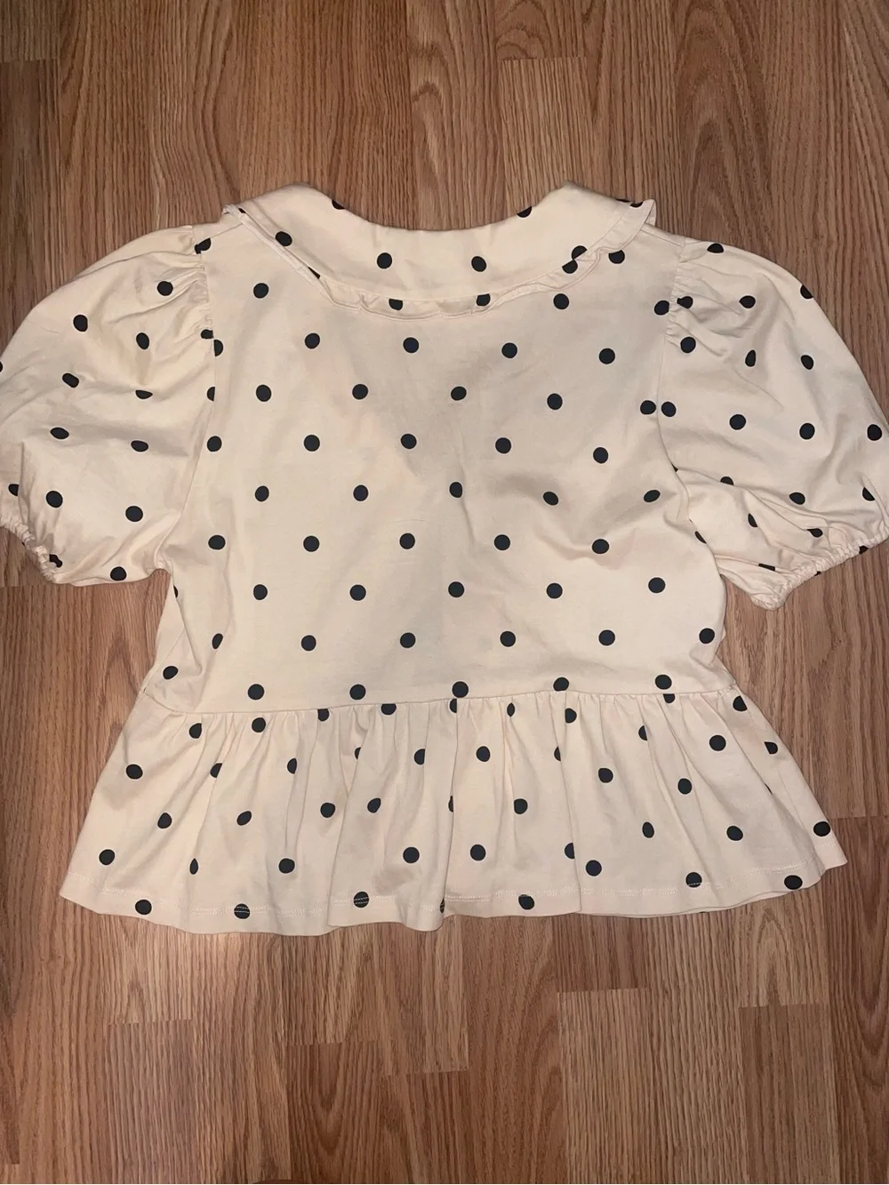Cream Polka Dot Top with Tie
